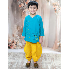 Boys Embroidered V-Neck Pure Cotton Kurta With Dhoti Pant