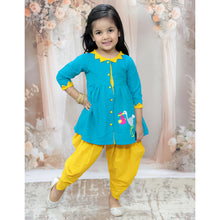 Girls Embroidered Pure Cotton A-Line Kurta With Dhoti Pants