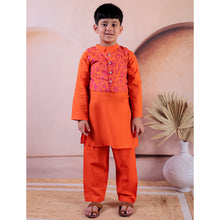 Orange Pure Cotton Printed Kurta Pyjama With Jacket