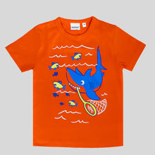 Orange Cotton Whale Printed T-Shirt