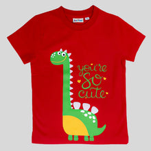 Dark Green Cotton Dinosaur Printed T-Shirt